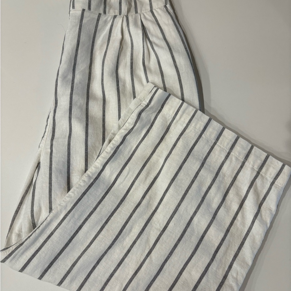 ASOS High Waisted Linen Blend Wide Leg Cropped Pants Size 10.